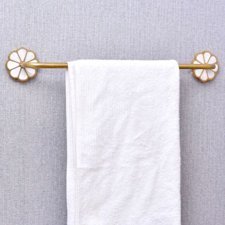 Brass Mother of Pearl Bathroom Towel Bar